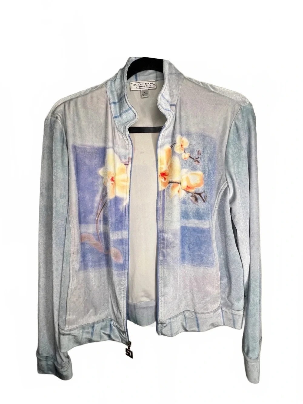Vintage St. John Sport by Marie Gray Floral Zip-Front Velour Track Jacket